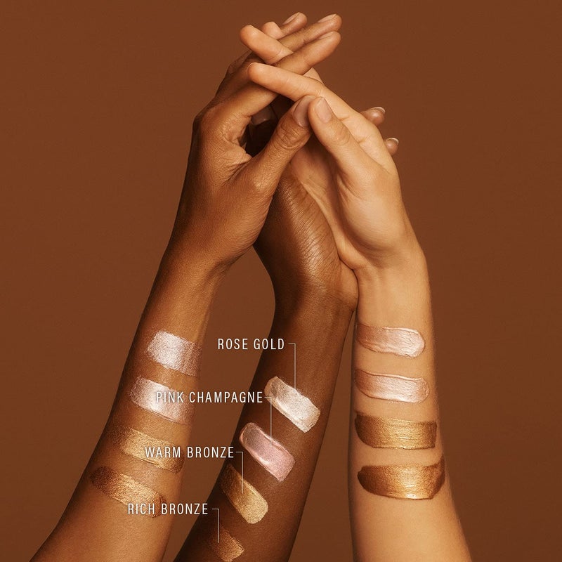 JLO Beauty جلو بيوتي معزز لون البشرة هايلايتر وبرونزر للوجه والجسم، برونز غني، مكياج خفيف للعناية بالبشرة مع فيتامين E، تينت شيمر شفاف لبشرة متألقة، فلتر النجوم، 1 أونصة سائلة - Image 5