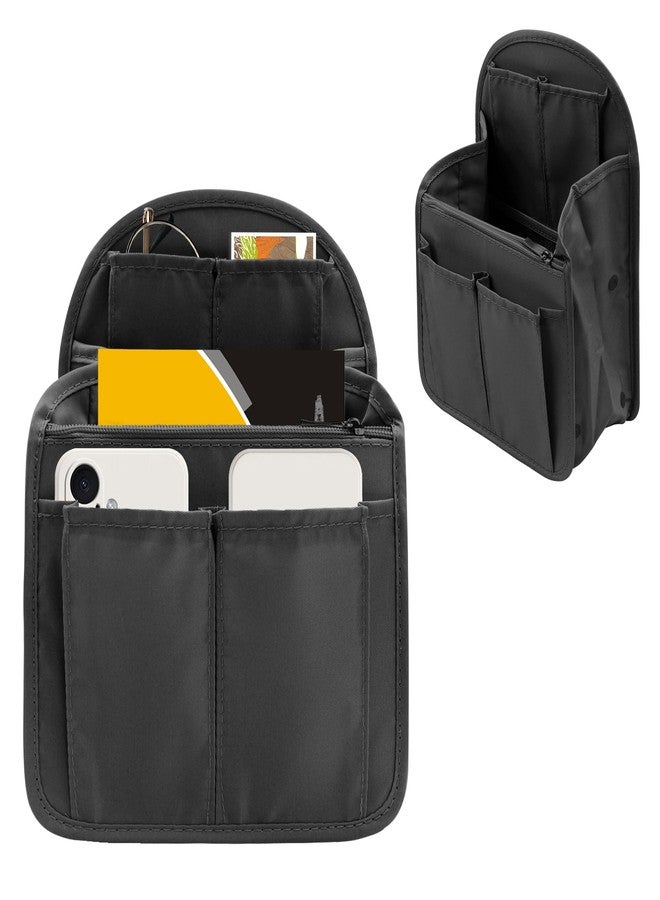 ACOSIY Mini Backpack Organizer Insert Foldable Shoulder Bag Divider for Men Women Small Inner Bag Organizer with Multi Pockets for Travel Rucksack Handbag Purse (Black) - Image 1