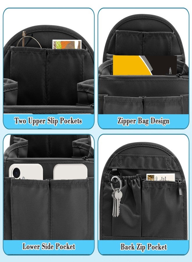 ACOSIY Mini Backpack Organizer Insert Foldable Shoulder Bag Divider for Men Women Small Inner Bag Organizer with Multi Pockets for Travel Rucksack Handbag Purse (Black) - Image 2