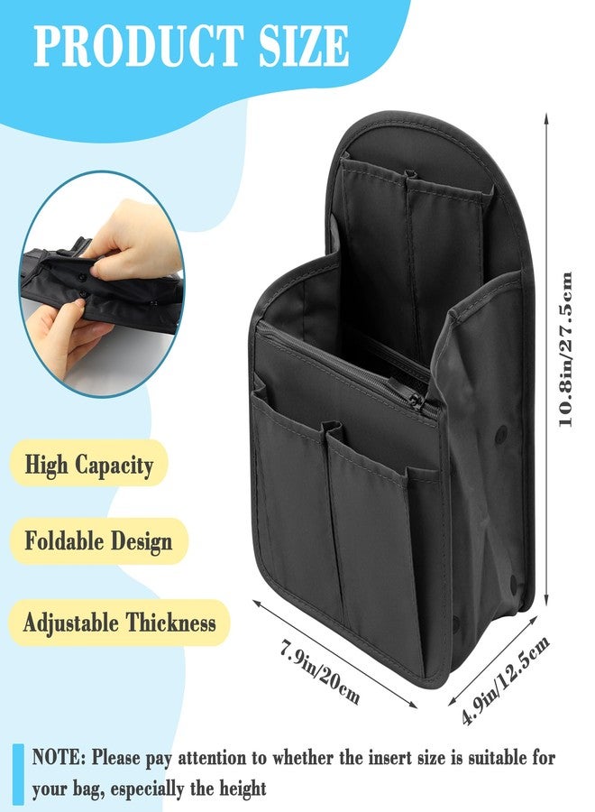 ACOSIY Mini Backpack Organizer Insert Foldable Shoulder Bag Divider for Men Women Small Inner Bag Organizer with Multi Pockets for Travel Rucksack Handbag Purse (Black) - Image 5