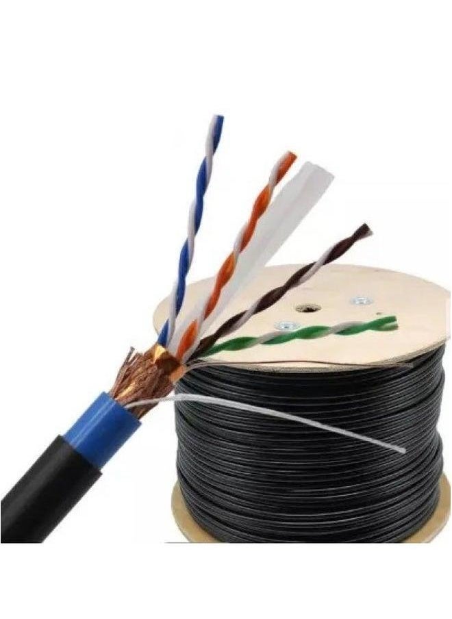 Generic Super Six Outdoor Double Shielded Network Cable 23AWG SFTP Waterproof CAT6A305M Connecting Line-Color:Black-Line Length:20M  - Image 1