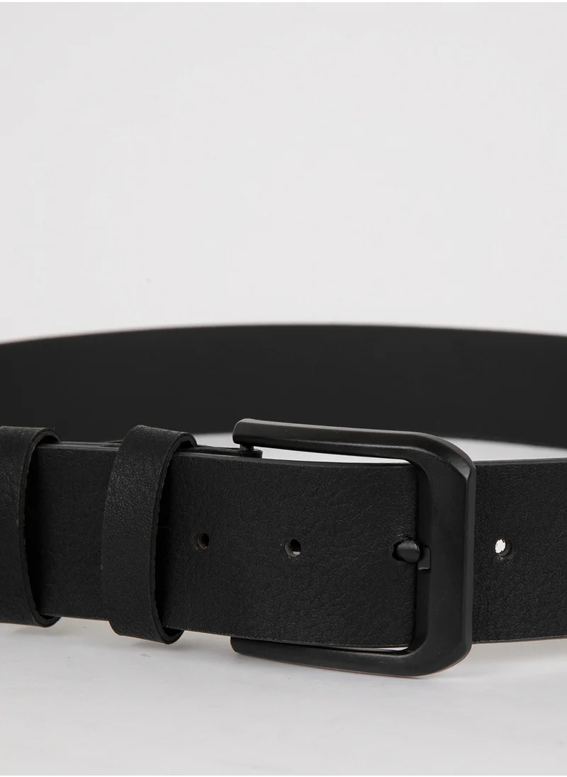 ديفاكتو Rectangular Buckle Faux Leather Jean Belt