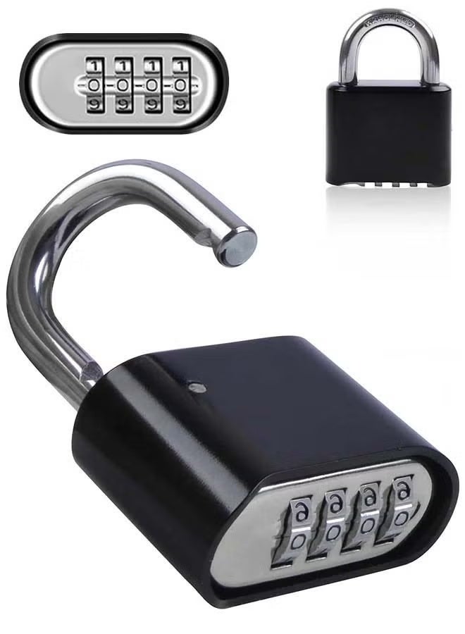 Combination Padlock - 4 Digit Code Padlock Heavy Duty Lock with Hardened Steel Shackle, Weatherproof Outdoor Padlock for Gym Locker, Hasp Storage, Shed, Fence, Gate (Black) - Image 1