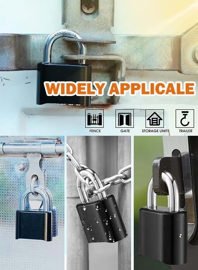 Combination Padlock - 4 Digit Code Padlock Heavy Duty Lock with Hardened Steel Shackle, Weatherproof Outdoor Padlock for Gym Locker, Hasp Storage, Shed, Fence, Gate (Black) - Image 5