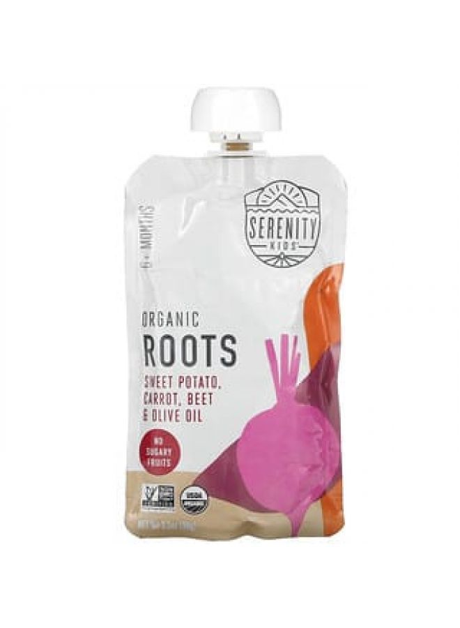 SERENITY KIDS Serenity Kids, Organic Roots, Sweet Potato, Carrot, Beet & Olive Oil, 6+ Months, 3.5 oz (99 g) - Image 2