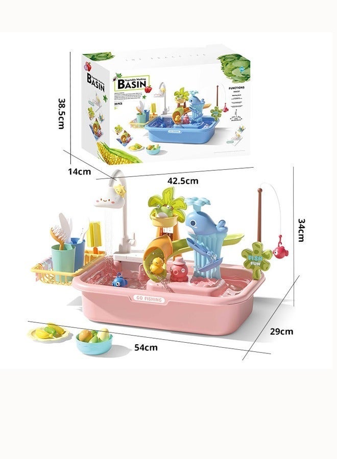 Children's dishwashing playset Dishwasher toys Fishing toys Vegetable washing sink Kitchen toys Situational simulation toys - Image 2