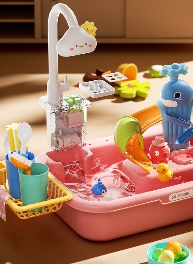 Children's dishwashing playset Dishwasher toys Fishing toys Vegetable washing sink Kitchen toys Situational simulation toys - Image 3