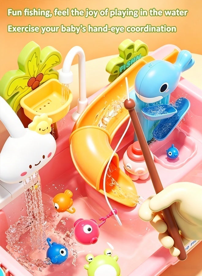 Children's dishwashing playset Dishwasher toys Fishing toys Vegetable washing sink Kitchen toys Situational simulation toys - Image 4
