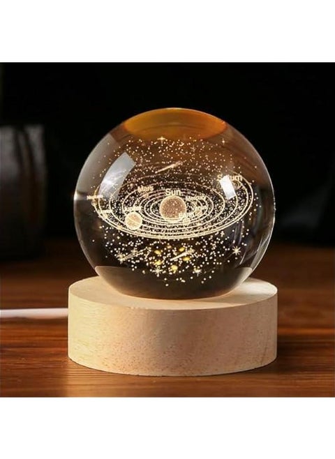 3D Solar System Crystal Ball 60mm Universe Gifts with Laser Engraved Model Astronomy Decor and Gift for Kids, Physics Enthusiasts, and Space Model Collectors