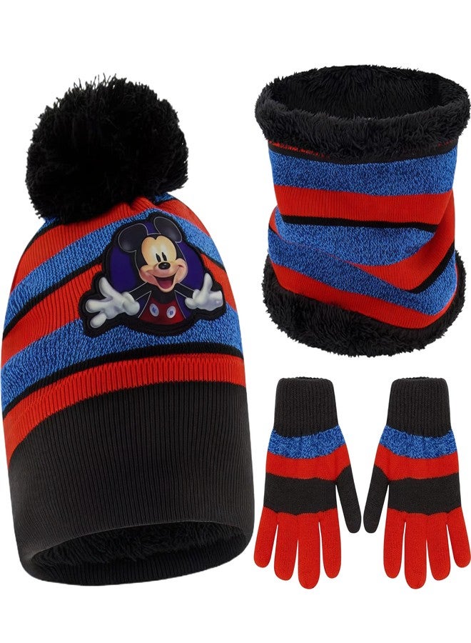 Mickey Mouse Boys Toddler Winter Hat, Scarf & Mittens Set For Ages 2-4 Or Hat, Scarves & Kids Gloves Sets For Ages 4-7 - Image 1