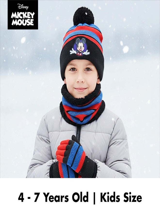 Mickey Mouse Boys Toddler Winter Hat, Scarf & Mittens Set For Ages 2-4 Or Hat, Scarves & Kids Gloves Sets For Ages 4-7 - Image 5
