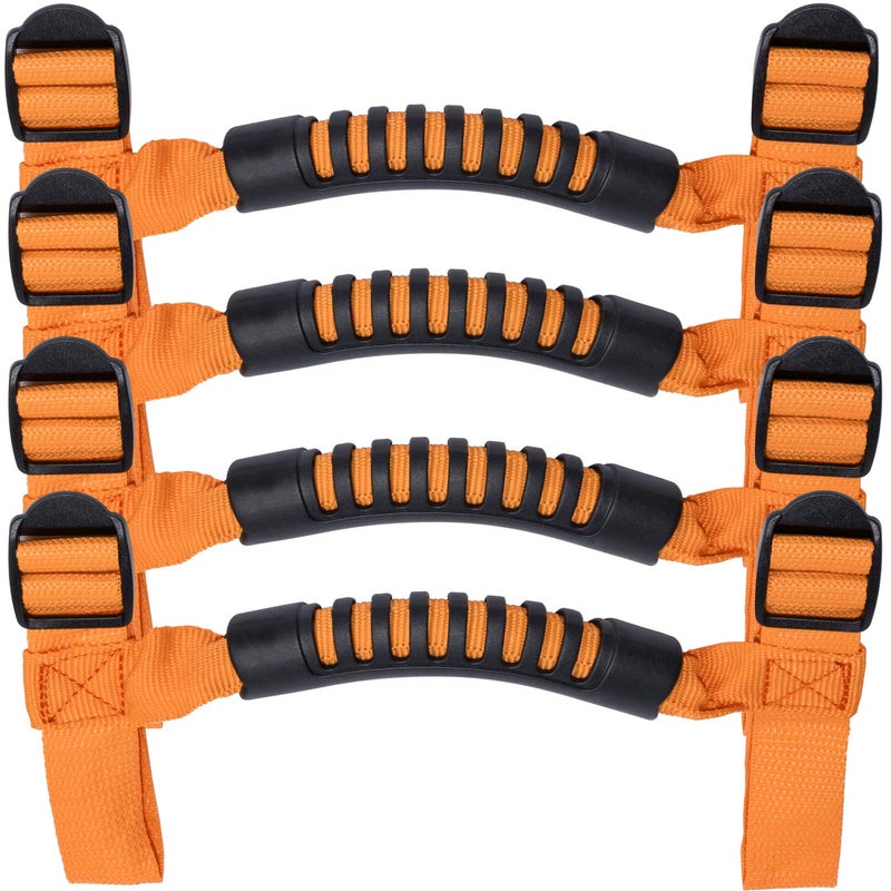 4 x Roll Bar Grab Handles Grip Handle for Jeep Wrangler YJ TJ JK JKU JL JLU Sports Sahara Freedom Rubicon X Unlimited 19552024 2025 Orange
