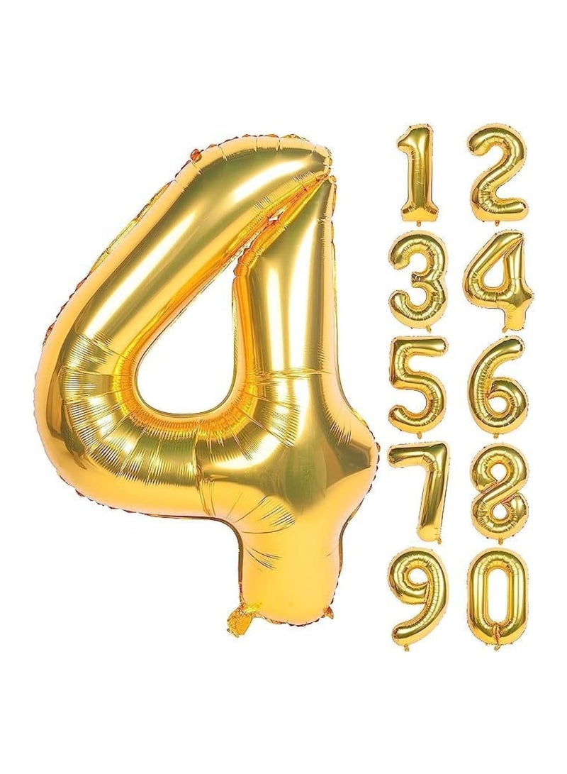 TOY GARDEN Number 4 Balloon  Foil Gold Glamorous Party Decorations Jumbo Digit Balloon for Birthdays Anniversaries Special Events - Image 1