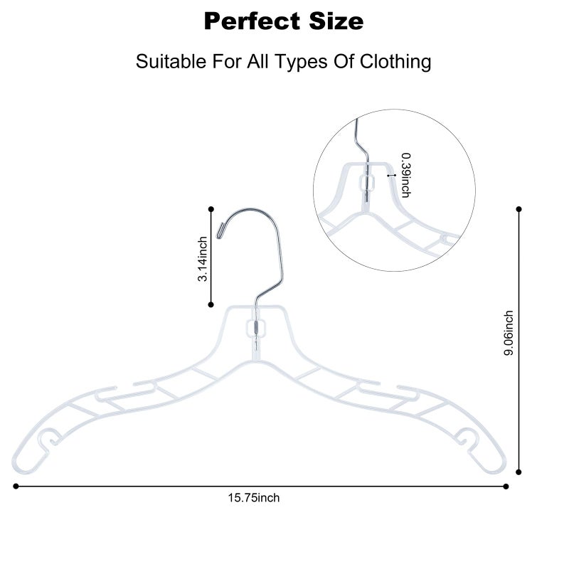 VWV 24pcs Clear Plastic Non-Slip Heavy Duty Hangers for Sweaters, Shirts, Suits, Jackets - Image 2