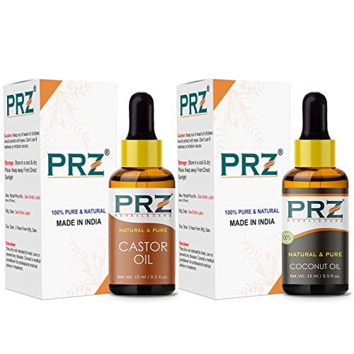 PRZ Combo of Cold Pressed Castor & Coconut Carrier Oil, 100% Pure Natural & Therapeutic Grade Oil for Aromatherapy, Body Massage, Skin Care & Hair Growth (15ML Each) - Image 2