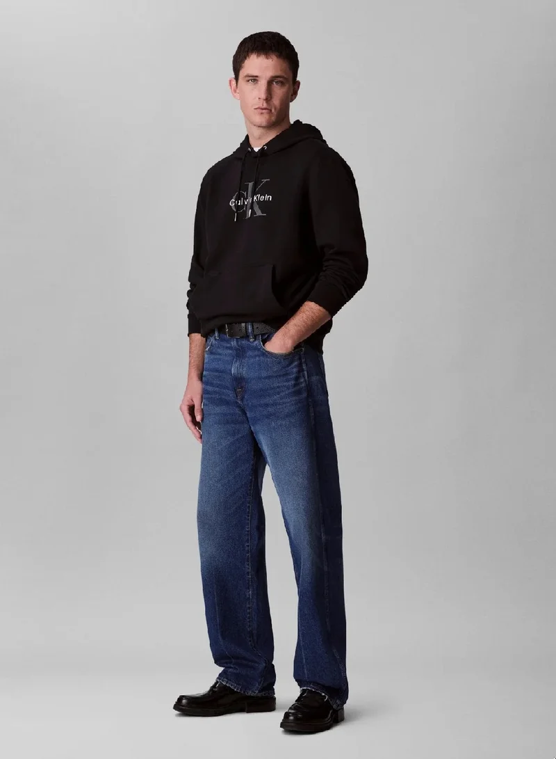 كالفن كلاين جينز هودي بطبعة شعار مونوغرام من التيري