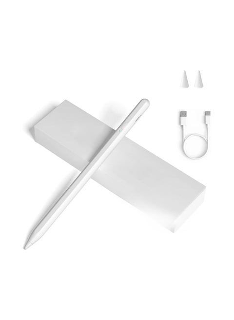 Stylus Pen for Touchscreens with Fine Tip and Magnetic Attachment, Compatible with iPhone, Samsung, Android Tablets, and Other Touch Devices – White