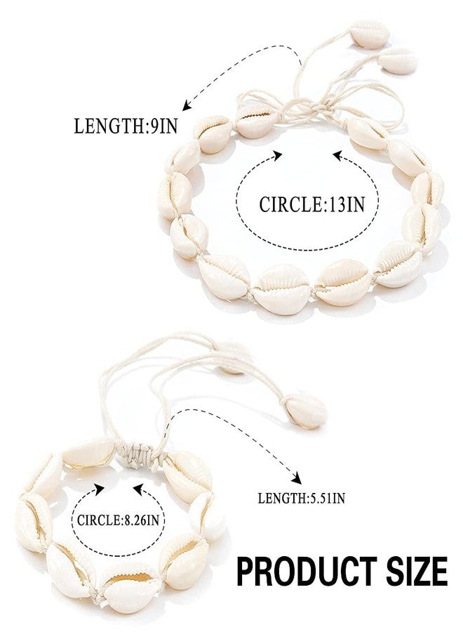 Chennie Boho Cowrie Shell Choker Necklace Beach Puka Seashell Necklaces Adjustable Rope Jewelry with Anklets for Women (A Ivory) - Image 4