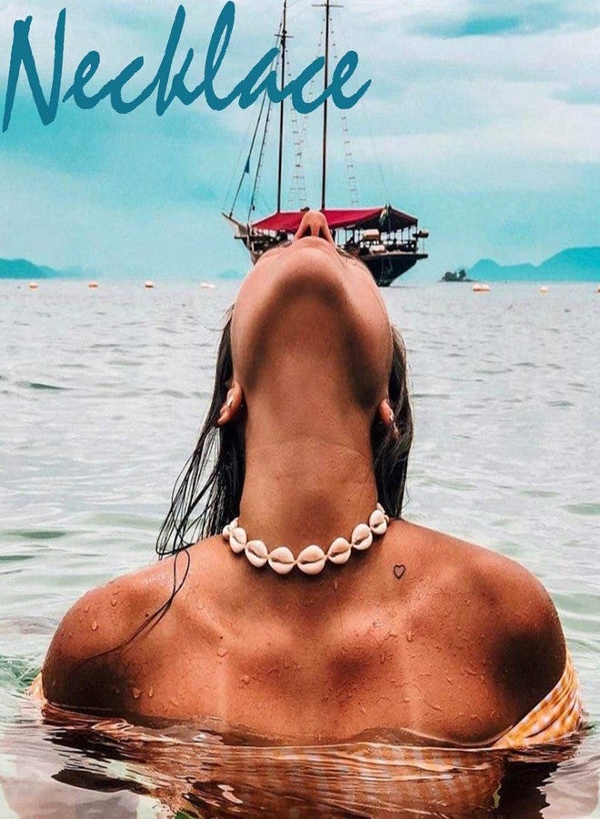 Chennie Boho Cowrie Shell Choker Necklace Beach Puka Seashell Necklaces Adjustable Rope Jewelry with Anklets for Women (A Ivory) - Image 5