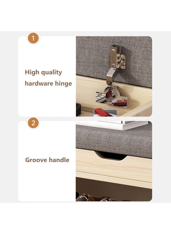 XiuWoo Storage Bench Shoe Rack for Door, 2-Tier Free Standing Shoe Cabinet with Padded Cushion Seat and Flip Top Storage Space, Modern Shoe Racks for Entryway - Image 5