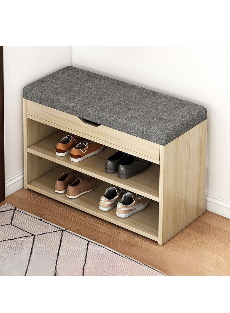 XiuWoo 2-Tier Nordic Style Shoe Rack Organizer Bench With Cushion Padded Seat For Hallway Entryway - Image 1