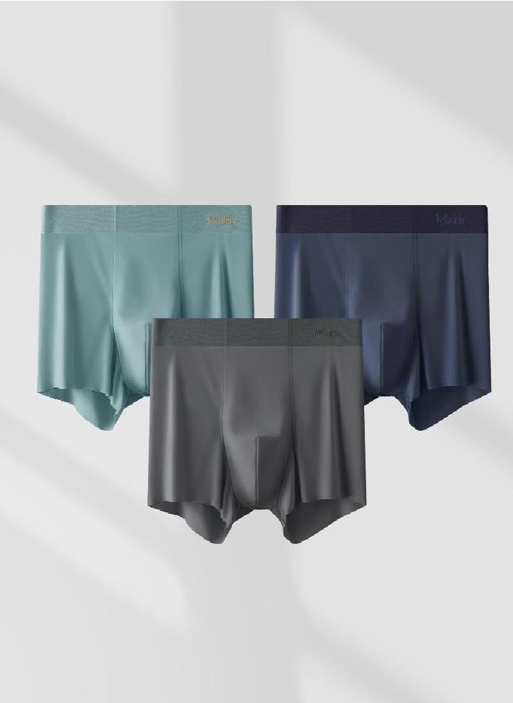 MIIOW - 3Pcs Ice Silk Man Underwear Boxer Metal Fiber Antistatic Men Underpants Seamless Cut Hem Men's Panties Boxers Shorts Trunk - Image 1
