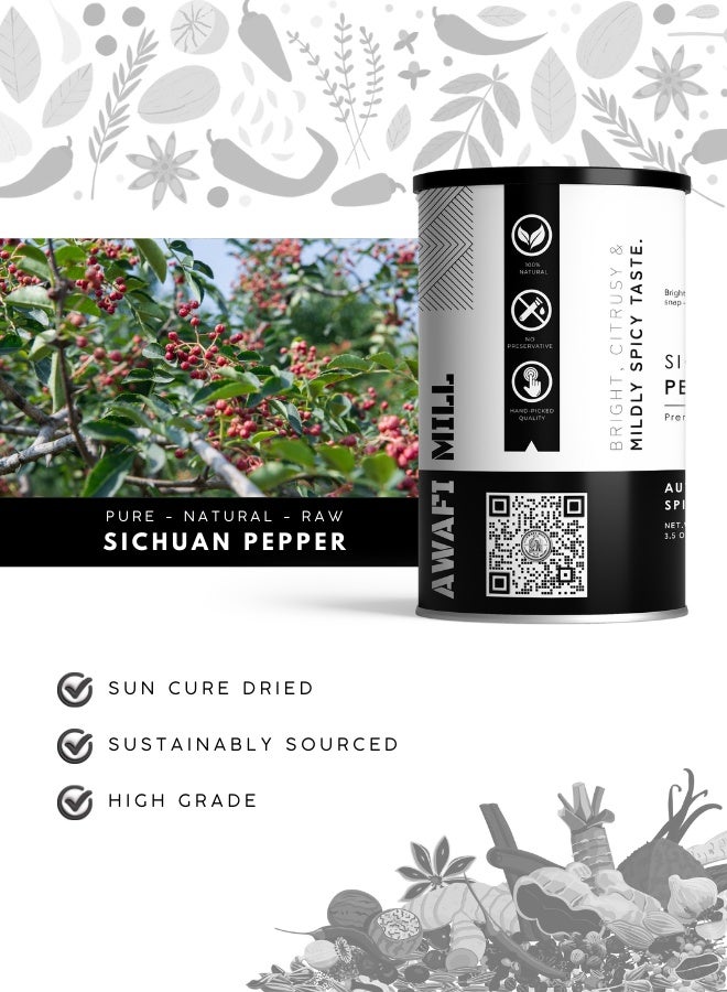 AWAFI MILL Chinese Sichuan Peppercorn (Szechuan Pepper) | Fragrant Red Pepper Husk for Stir-Fries, Hot Pot, Noodles and Spice Blends - 100 g | 3.5 Oz - Image 3