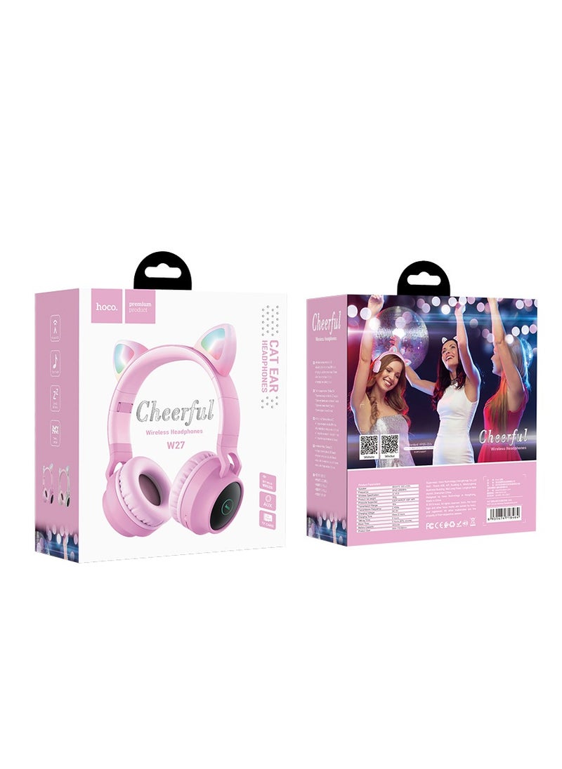 hoco. - hoco. W27 Cat Ear Wireless Headphones – Bluetooth 5.0, Cute Design, Multi-Mode Playback for Music and Calls - Image 1