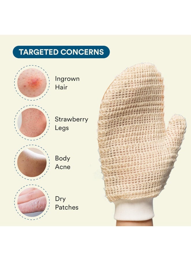 Bloom Exfoliating Bath Glove | (1 glove) | Exfoliating Gloves to Reduce Ingrown Hair & Strawberry Legs | 100% Ramie Fabric | Gently Removes Dead Skin Cells | For Sensitive Skin (Right Hand Glove) - Image 2