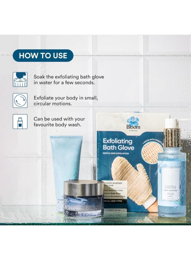 Bloom Exfoliating Bath Glove | (1 glove) | Exfoliating Gloves to Reduce Ingrown Hair & Strawberry Legs | 100% Ramie Fabric | Gently Removes Dead Skin Cells | For Sensitive Skin (Right Hand Glove) - Image 3