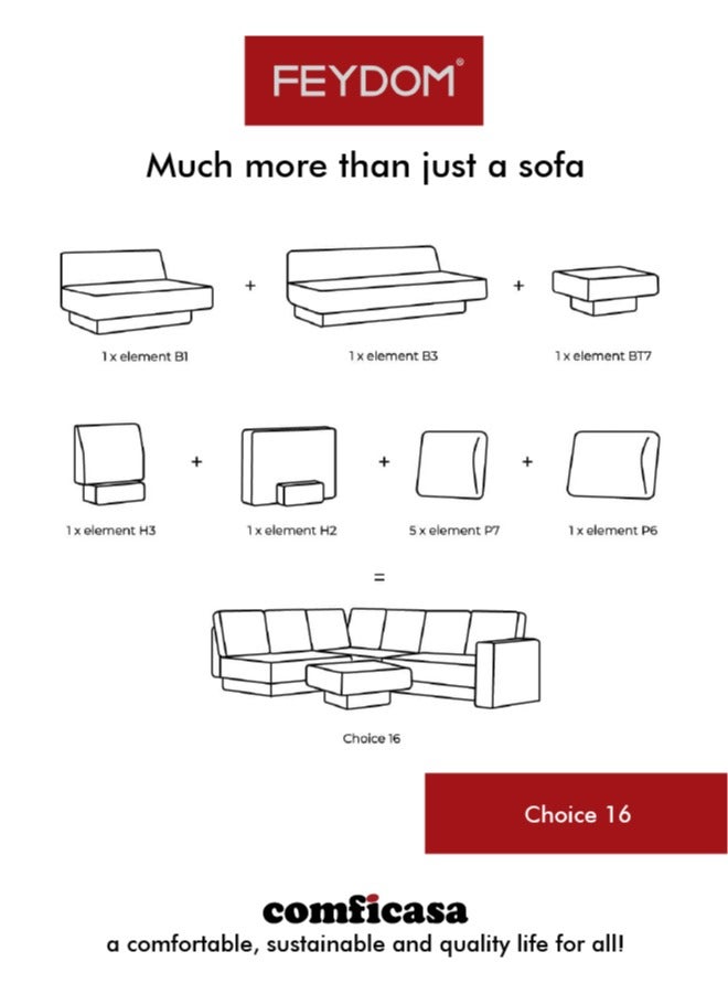 اختيار فيدوم 16: أريكة معيارية مع مساحة تخزين - فيلاري رمادي داكن