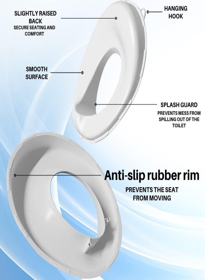 TECHHARK® Baby Potty Training Toilet Seat 2 Pcs Combo for Boys And Girls Kids, Non-Slip with Splash Guard, Fits Round & Oval Toilets, Free Includes Storage Hook (Blue 'n' Blue) - Image 2