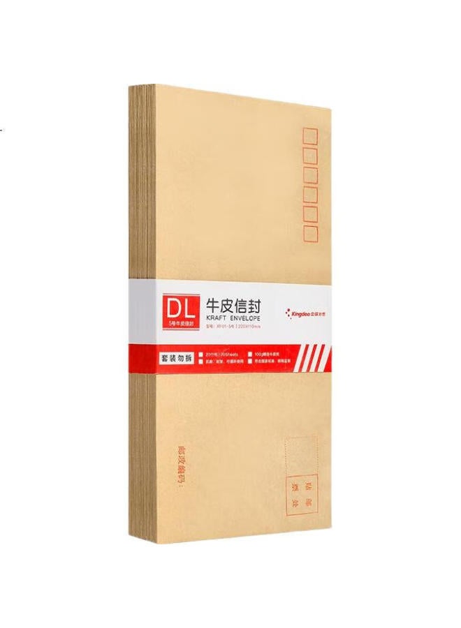 Kingdee [Lowest Price Online] Kingdee 60 Sheets No. 5 100G Kraft Paper Envelopes, Standard Postal Envelopes 220*110Mm - Image 2