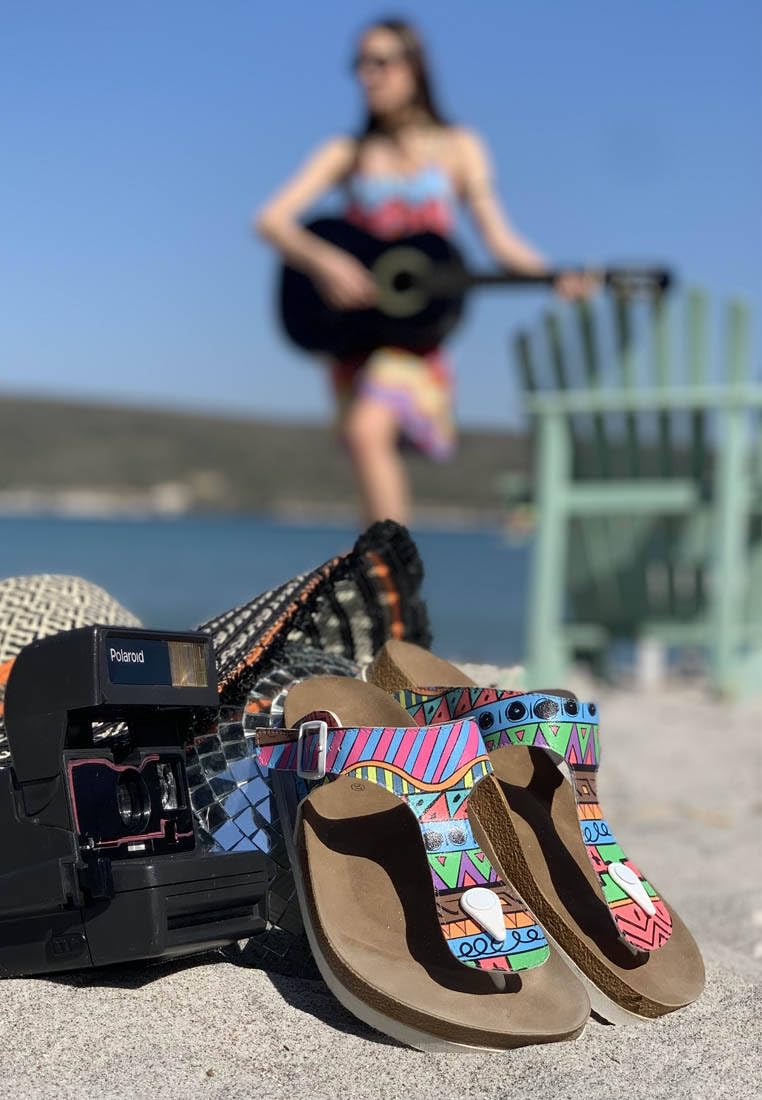 DOGO Flip Flops for Women - Vegan Leather and Handmade Women’s Flip Flops, Colors of Patterns Design - Image 3