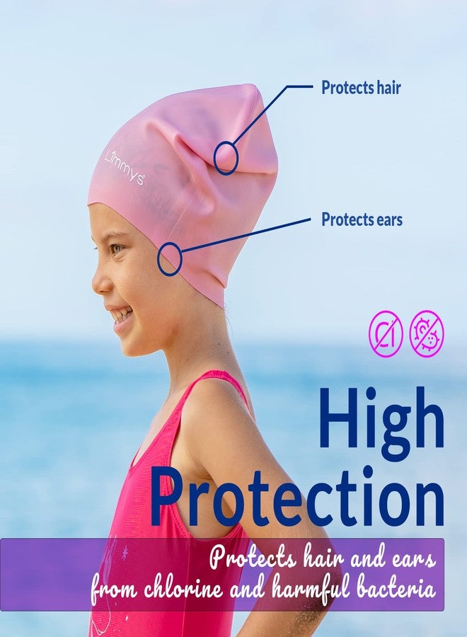 Limmys Kids Long Hair Swimming Cap - 100% Silicone Kids Swim Caps for Boys and Girls - Premium Quality, Stretchable and Comfortable Swimming Hats Kids- Available in Different Attractive Colours - Image 3