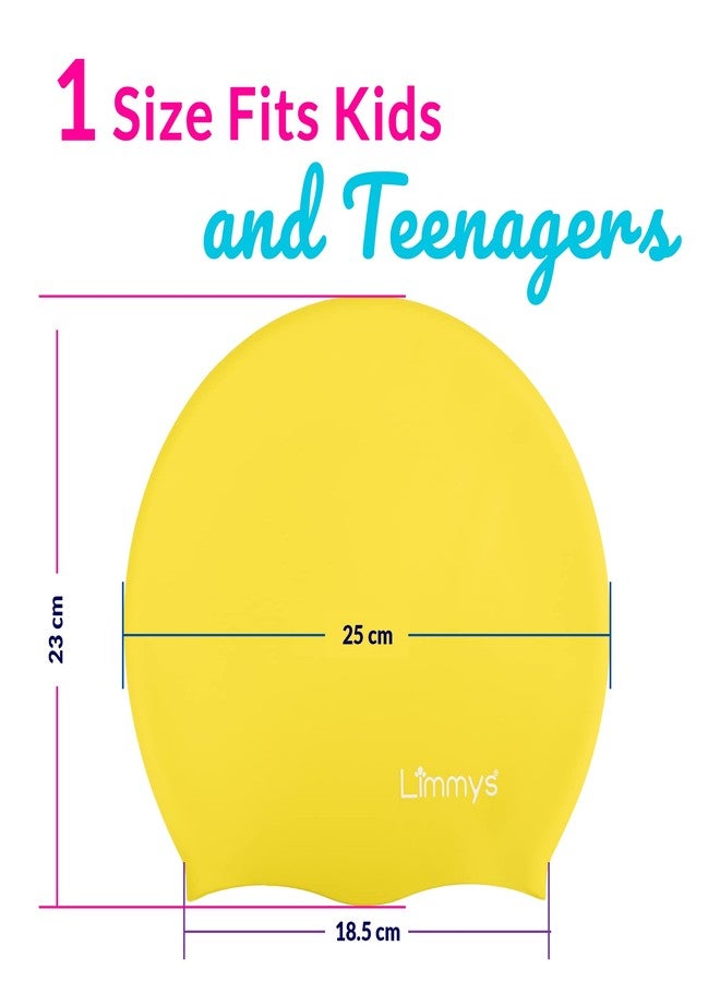 Limmys Kids Long Hair Swimming Cap - 100% Silicone Kids Swim Caps for Boys and Girls - Premium Quality, Stretchable and Comfortable Swimming Hats Kids- Available in Different Attractive Colours - Image 4