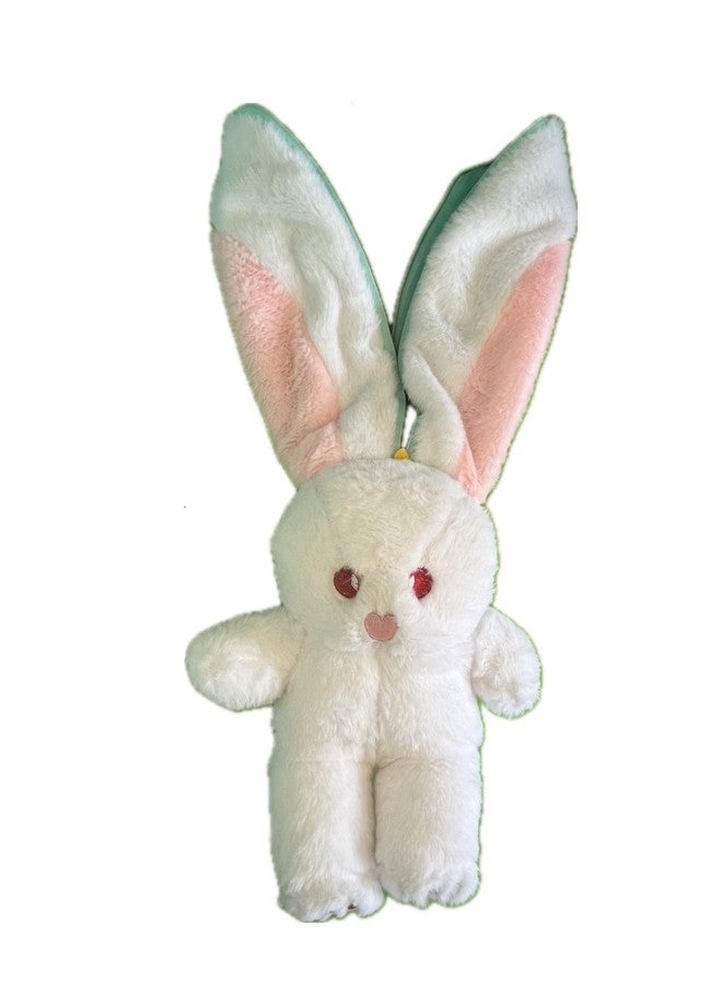 WHITESTARALL Soft Squishy Carrot Strawberry Turned Into Big Ear Rabbit with Zipper Plushie Reversible Floppy Pillow (42cm) - Image 2