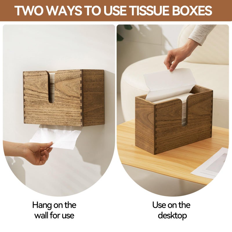 KIRIGEN Wood Paper Towel Dispenser - Wall Mounted Paper Towel Holder Countertop for Kitchen Restroom Decor and Bathroom - Holds C Fold, Z Fold, Trifold Hand Tissue Napkins CZH-DBR - Image 4