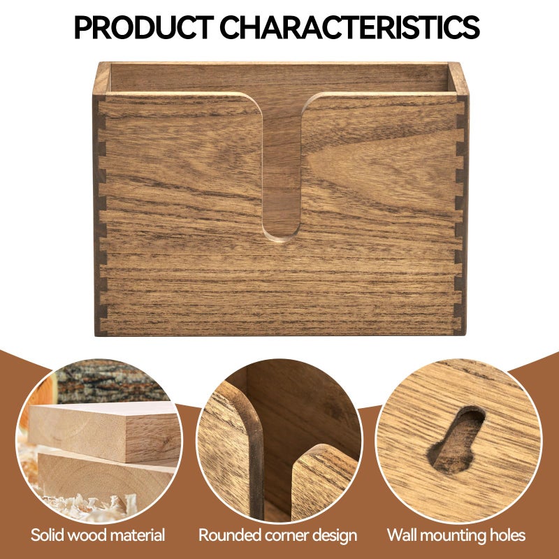 KIRIGEN Wood Paper Towel Dispenser - Wall Mounted Paper Towel Holder Countertop for Kitchen Restroom Decor and Bathroom - Holds C Fold, Z Fold, Trifold Hand Tissue Napkins CZH-DBR - Image 2