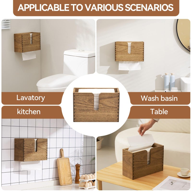 KIRIGEN Wood Paper Towel Dispenser - Wall Mounted Paper Towel Holder Countertop for Kitchen Restroom Decor and Bathroom - Holds C Fold, Z Fold, Trifold Hand Tissue Napkins CZH-DBR - Image 5