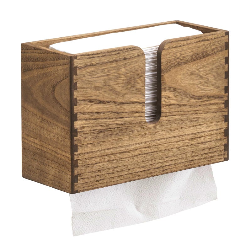 KIRIGEN Wood Paper Towel Dispenser - Wall Mounted Paper Towel Holder Countertop for Kitchen Restroom Decor and Bathroom - Holds C Fold, Z Fold, Trifold Hand Tissue Napkins CZH-DBR - Image 1