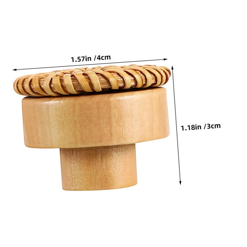 Natural Rattan Drawer Knobs 6 Pack Woven Round Wooden Cabinet Pulls With Screws - Image 3