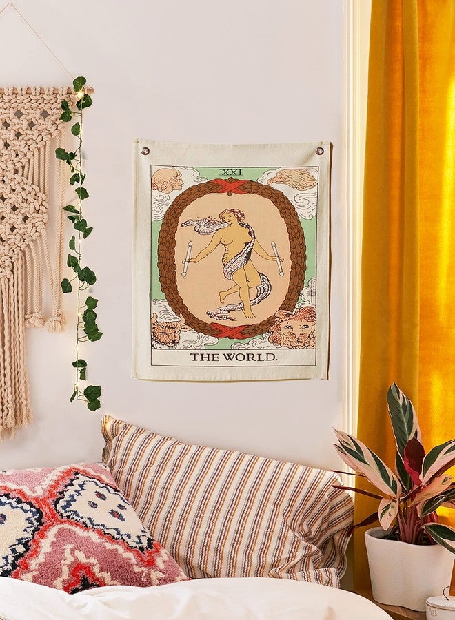 SheetKart Cotton Tarot Flag Tapestry The Chariot, The World and The Lovers Bohemian Printed Hand Made Wall Hanging Tapestries with Steel Grommets, (Beige, 20 x 16 inches) - Pack of 3 - Image 3