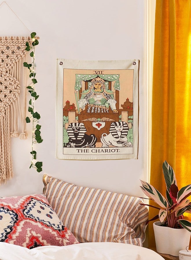 SheetKart Cotton Tarot Flag Tapestry The Chariot, The World and The Lovers Bohemian Printed Hand Made Wall Hanging Tapestries with Steel Grommets, (Beige, 20 x 16 inches) - Pack of 3 - Image 2