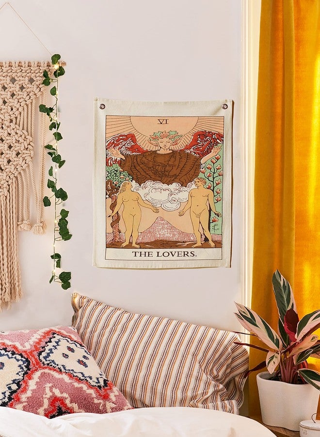 SheetKart Cotton Tarot Flag Tapestry The Chariot, The World and The Lovers Bohemian Printed Hand Made Wall Hanging Tapestries with Steel Grommets, (Beige, 20 x 16 inches) - Pack of 3 - Image 4