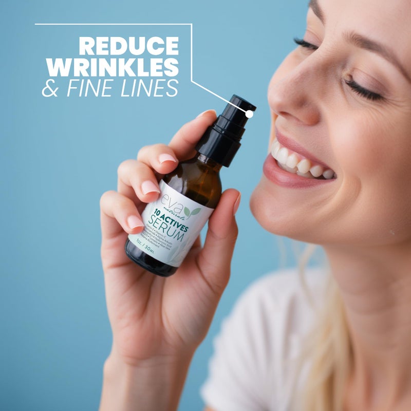 Eva Naturals 10 Actives Serum â€“ Vitamin C, Niacinamide, Hyaluronic Acid, Turmeric, CoQ10 â€“ Natural Anti Aging Face Serum for Dark Spots, Wrinkles, Acne, Skin Care & Facial Spot Remover - Image 4