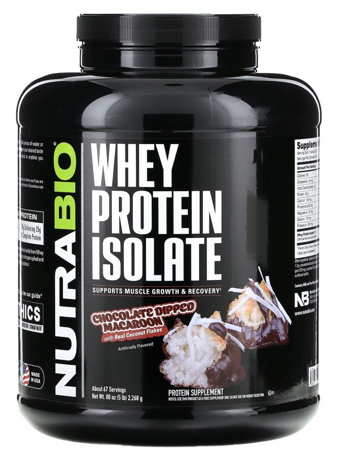 NutraBio Whey Protein Isolate Chocolate Dripped Macaroon  5 lb (2268 g)
