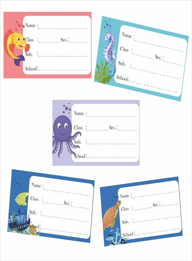 VISUALCREATION Visual Creation Note Books Stickers for Kids School Labels Blank (Sticker Count 30) Under The Sea School Tags - Image 2