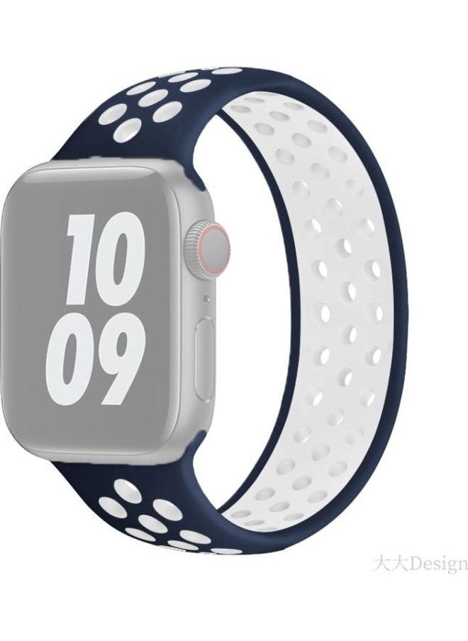 NIBEMINENT - Replacement Watchband For Apple Watch Series 7 41mm/6 & SE 5 4 40mm/3 2 1 38mm Blue White - Image 1