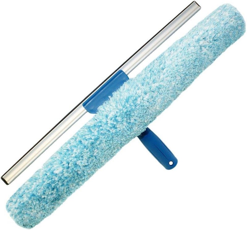 Professional Window Cleaning Tool: 2-in-1 Microfiber Scrubber and Squeegee, 18"